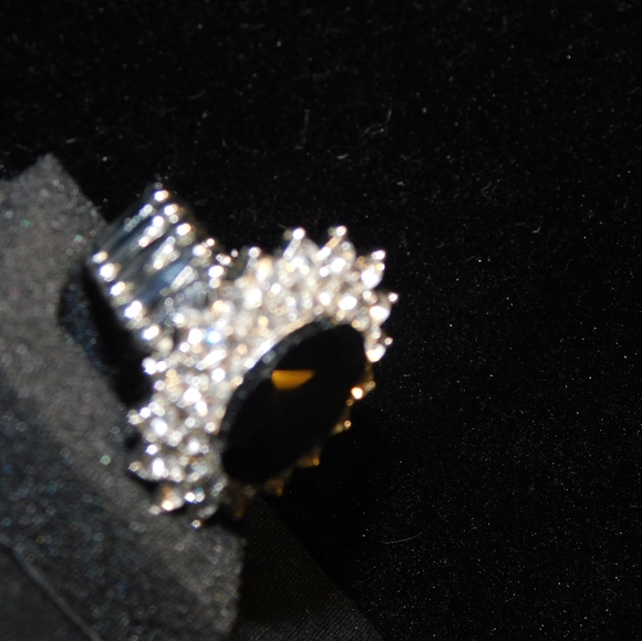 black and white diamond fashion stretch ring